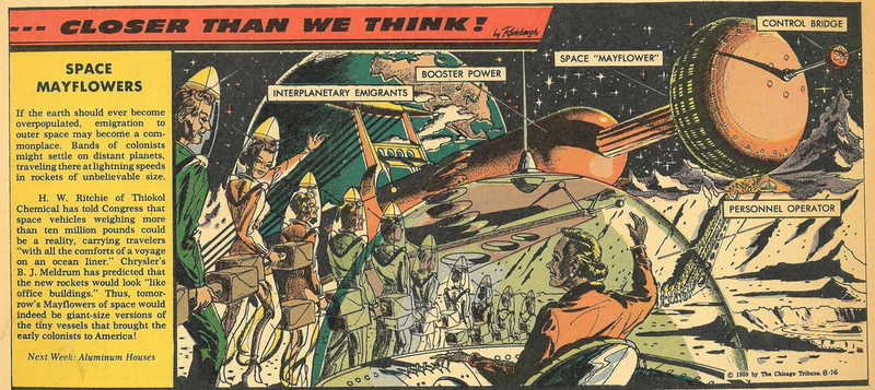 The August 16, 1959 edition of the Sunday comic strip Closer Than We Think by Arthur Radebaugh